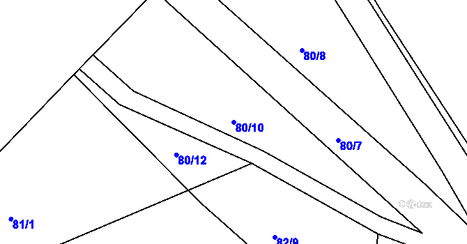 Parcela st. 80/10 v KÚ Chotoviny, Katastrální mapa