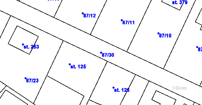 Parcela st. 87/30 v KÚ Chotoviny, Katastrální mapa
