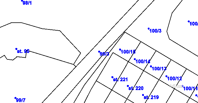 Parcela st. 99/3 v KÚ Chotoviny, Katastrální mapa