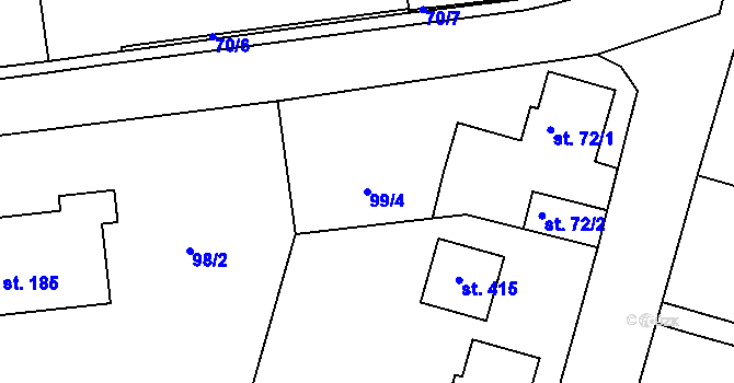 Parcela st. 99/4 v KÚ Chotoviny, Katastrální mapa