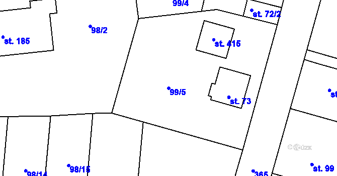 Parcela st. 99/5 v KÚ Chotoviny, Katastrální mapa