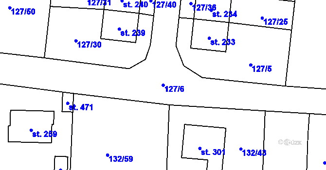 Parcela st. 127/6 v KÚ Chotoviny, Katastrální mapa