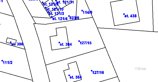 Parcela st. 127/15 v KÚ Chotoviny, Katastrální mapa