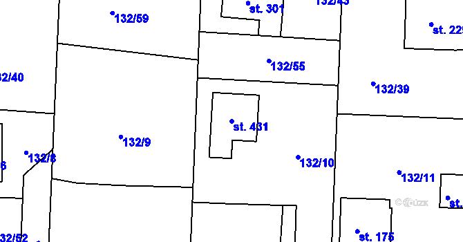 Parcela st. 431 v KÚ Chotoviny, Katastrální mapa