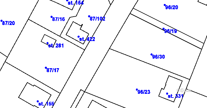 Parcela st. 87/99 v KÚ Chotoviny, Katastrální mapa