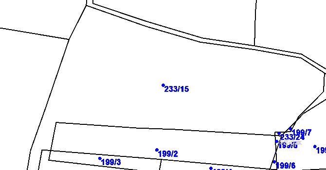 Parcela st. 233/15 v KÚ Chotoviny, Katastrální mapa