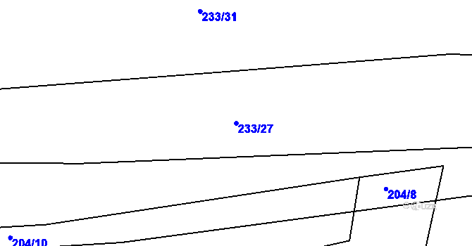 Parcela st. 233/27 v KÚ Chotoviny, Katastrální mapa