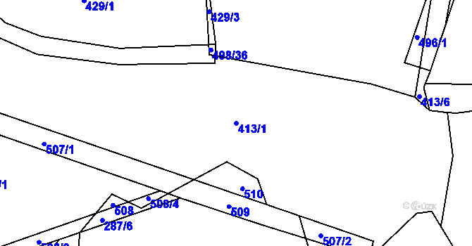 Parcela st. 413/1 v KÚ Chotoviny, Katastrální mapa