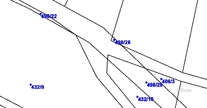 Parcela st. 498/27 v KÚ Chotoviny, Katastrální mapa