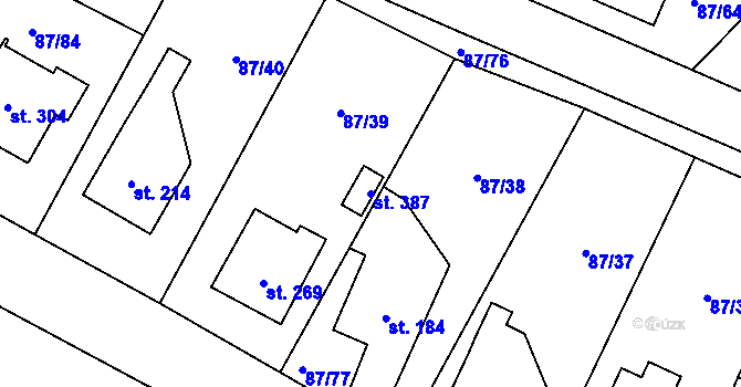 Parcela st. 387 v KÚ Chotoviny, Katastrální mapa