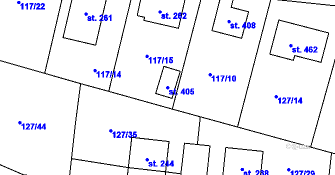 Parcela st. 405 v KÚ Chotoviny, Katastrální mapa