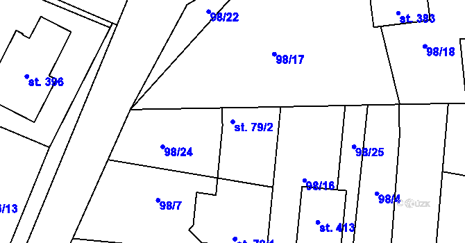 Parcela st. 79/2 v KÚ Chotoviny, Katastrální mapa