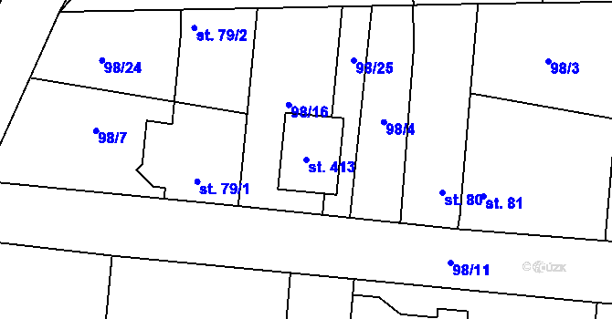 Parcela st. 413 v KÚ Chotoviny, Katastrální mapa