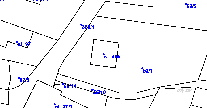 Parcela st. 465 v KÚ Chotoviny, Katastrální mapa