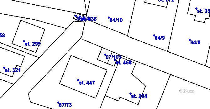 Parcela st. 87/105 v KÚ Chotoviny, Katastrální mapa