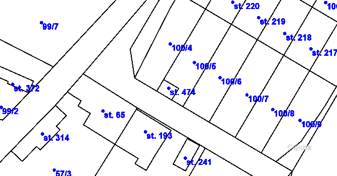 Parcela st. 474 v KÚ Chotoviny, Katastrální mapa