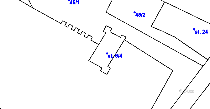 Parcela st. 6/4 v KÚ Liderovice, Katastrální mapa