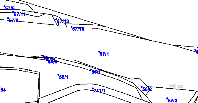 Parcela st. 57/1 v KÚ Liderovice, Katastrální mapa