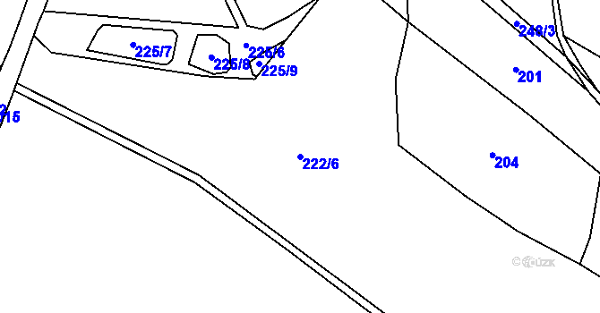 Parcela st. 222/6 v KÚ Liderovice, Katastrální mapa