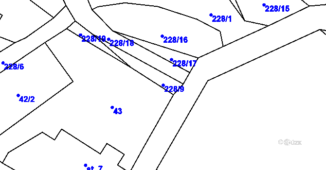 Parcela st. 228/9 v KÚ Liderovice, Katastrální mapa