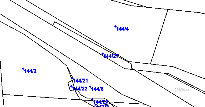 Parcela st. 144/27 v KÚ Liderovice, Katastrální mapa
