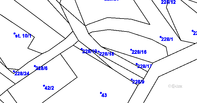 Parcela st. 228/18 v KÚ Liderovice, Katastrální mapa