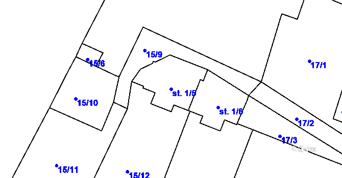 Parcela st. 1/5 v KÚ Moraveč u Chotovin, Katastrální mapa