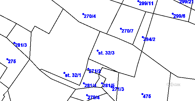 Parcela st. 32/3 v KÚ Moraveč u Chotovin, Katastrální mapa