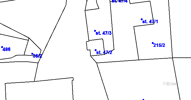 Parcela st. 47/2 v KÚ Moraveč u Chotovin, Katastrální mapa