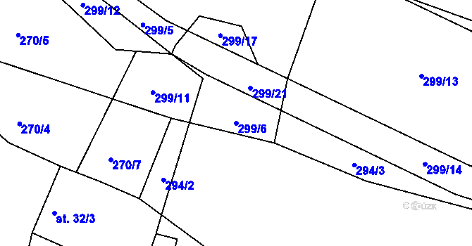 Parcela st. 299/6 v KÚ Moraveč u Chotovin, Katastrální mapa