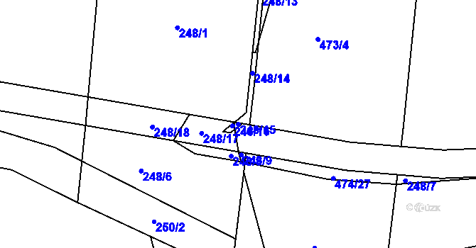 Parcela st. 248/15 v KÚ Moraveč u Chotovin, Katastrální mapa