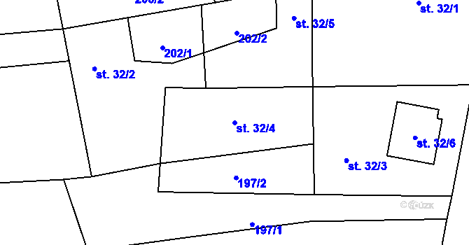 Parcela st. 32/4 v KÚ Chotusice, Katastrální mapa