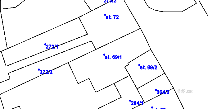 Parcela st. 69/1 v KÚ Chotusice, Katastrální mapa