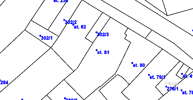 Parcela st. 81 v KÚ Chotusice, Katastrální mapa