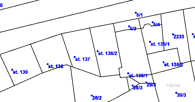 Parcela st. 136/2 v KÚ Chotusice, Katastrální mapa