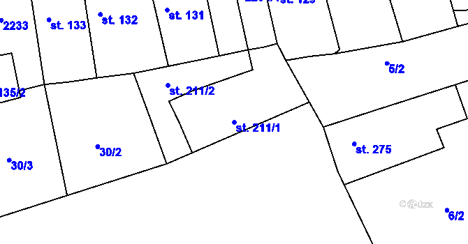 Parcela st. 211/1 v KÚ Chotusice, Katastrální mapa