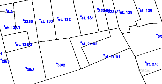 Parcela st. 211/2 v KÚ Chotusice, Katastrální mapa