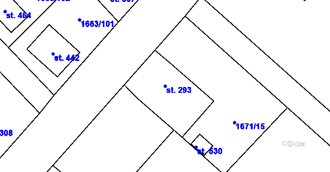 Parcela st. 293 v KÚ Chotusice, Katastrální mapa