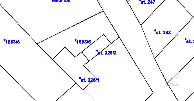 Parcela st. 326/3 v KÚ Chotusice, Katastrální mapa