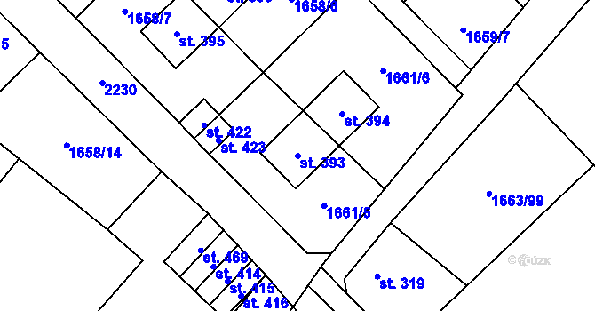 Parcela st. 393 v KÚ Chotusice, Katastrální mapa