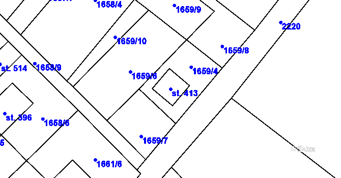 Parcela st. 413 v KÚ Chotusice, Katastrální mapa