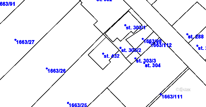 Parcela st. 432 v KÚ Chotusice, Katastrální mapa