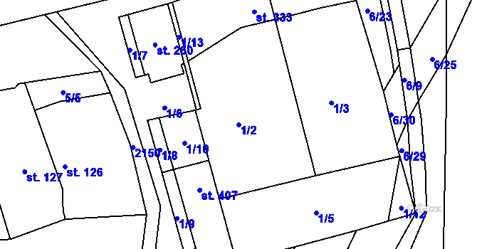 Parcela st. 1/2 v KÚ Chotusice, Katastrální mapa