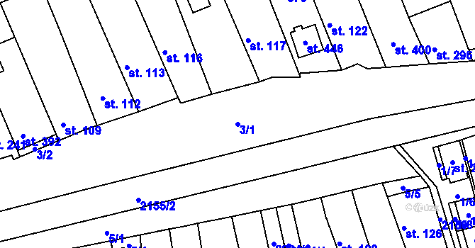 Parcela st. 3/1 v KÚ Chotusice, Katastrální mapa