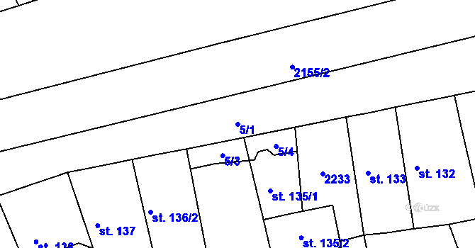 Parcela st. 5/1 v KÚ Chotusice, Katastrální mapa