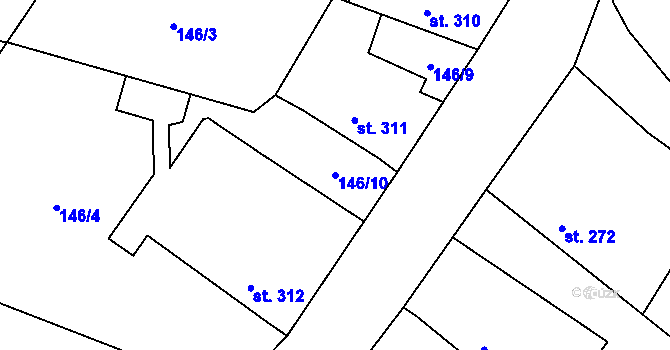 Parcela st. 146/10 v KÚ Chotusice, Katastrální mapa