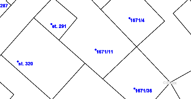 Parcela st. 1671/11 v KÚ Chotusice, Katastrální mapa