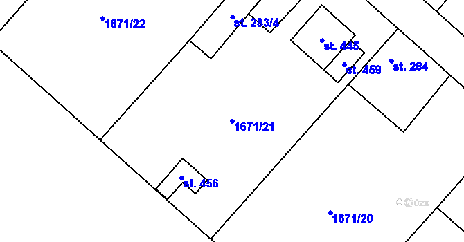 Parcela st. 1671/21 v KÚ Chotusice, Katastrální mapa