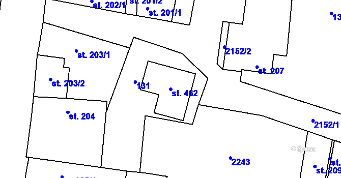 Parcela st. 462 v KÚ Chotusice, Katastrální mapa