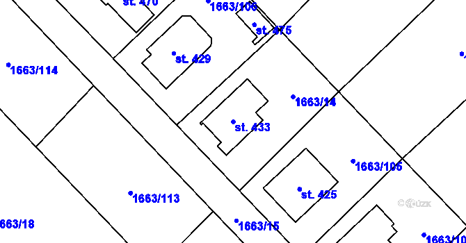 Parcela st. 433 v KÚ Chotusice, Katastrální mapa